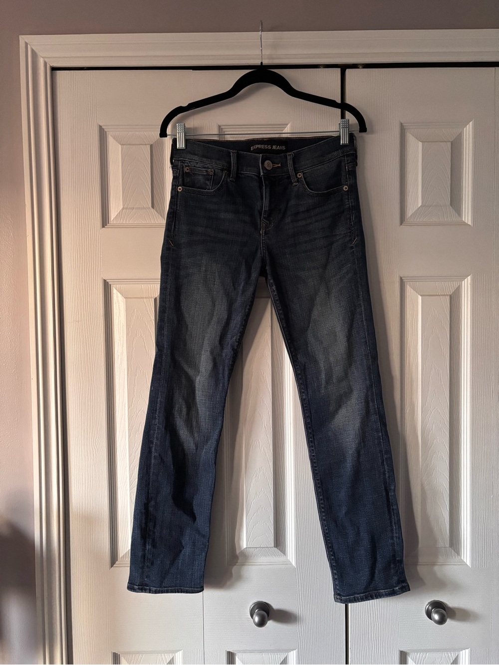 Express Navy Blue Straight-Leg Jeans